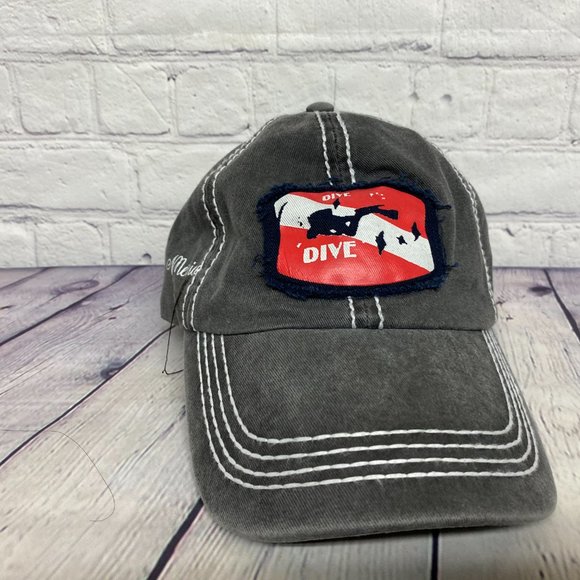 Cancun Mexico Hat Cap Strap Back Faded Gray Dive Yacht Club Patch One Size Beach - Picture 5 of 10